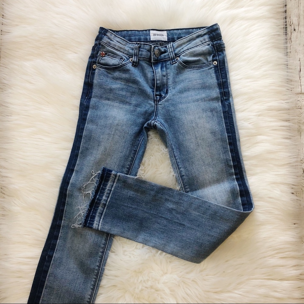 Hudson Raw Hem Tuxedo Stripe Slim Jeans Size 12